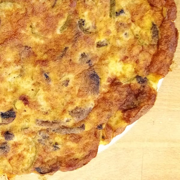 Frittata funghi, zucchine e prosciutto